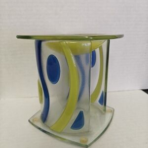PartyLite Glass Art with Blue and Yellow Accents
